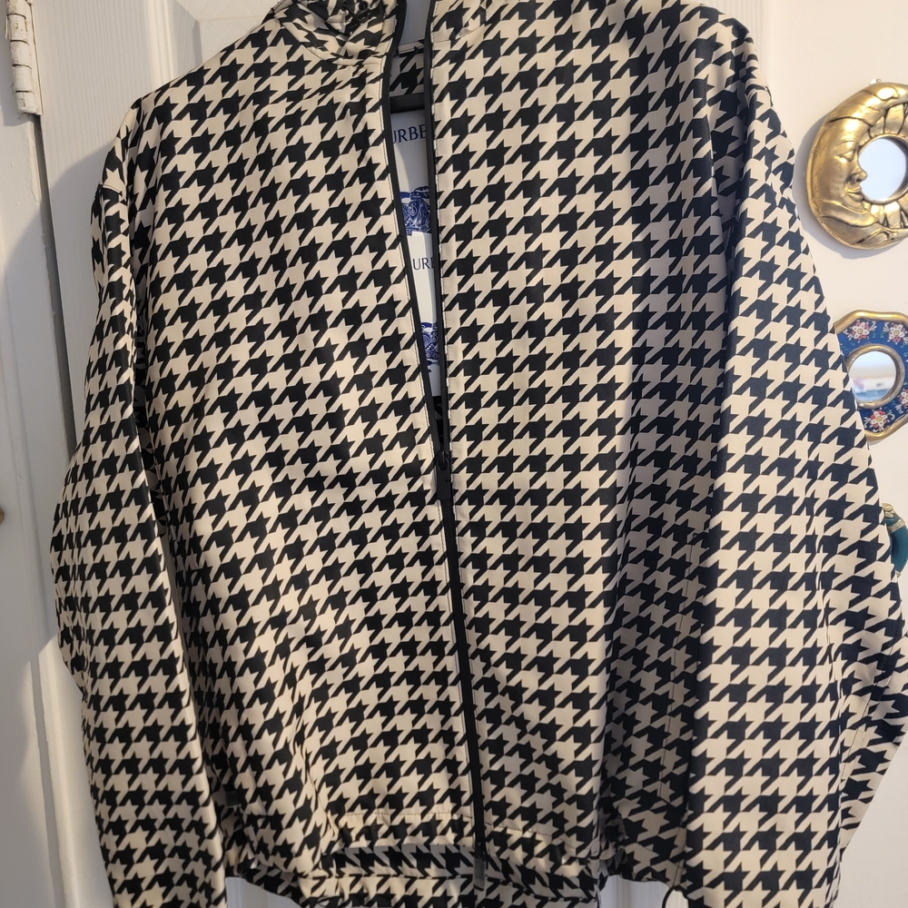 Burberry Black and White Houndstooth Jacket